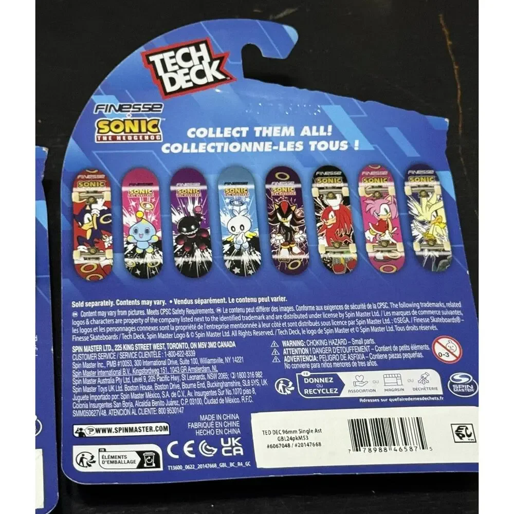 TECH DECK FINESSE FINGERBOARD SKATEBOARD SONIC THE HEDGEHOG CHAO Lot Rare Assa
